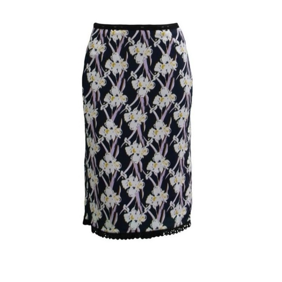 Dorothee Schumacher Dresses & Skirts - Dorothée Schumacher Silk Skirt, Iris Floral Print, Knee-Length Lace Trim, Lined.
